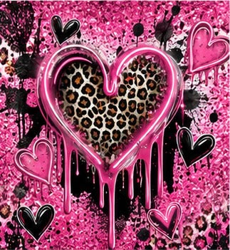 Pink Drip Leopard Heart 20 oz Sublimation Tumbler