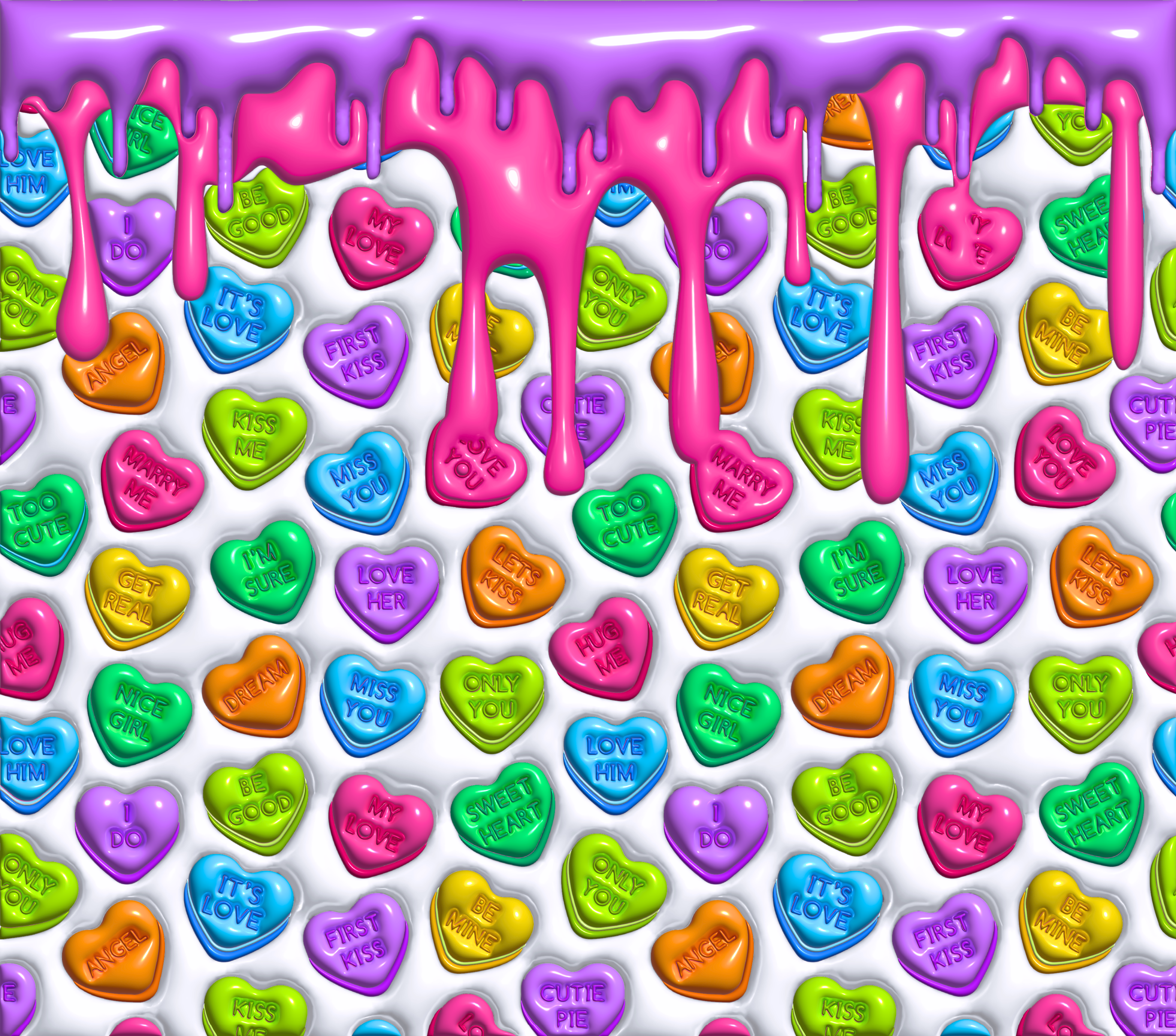 Colorful heart candy drip